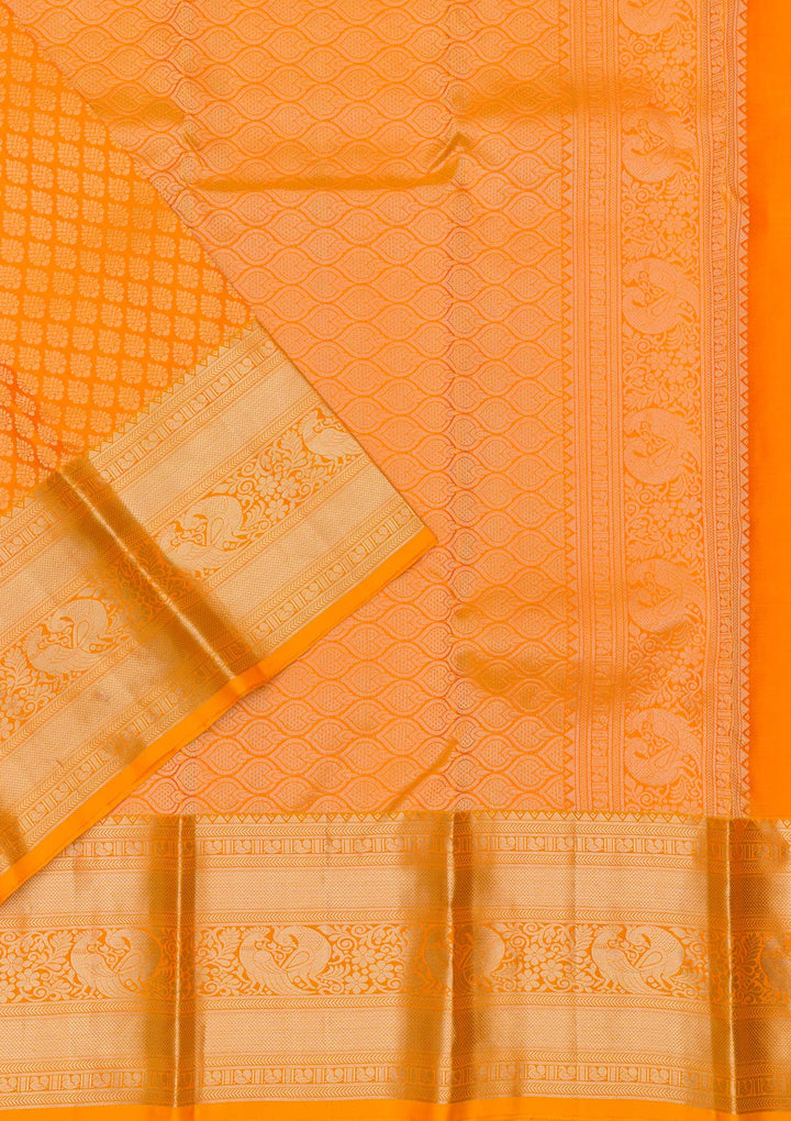 Mustard Zariwork Pure Silk Saree-Koskii
