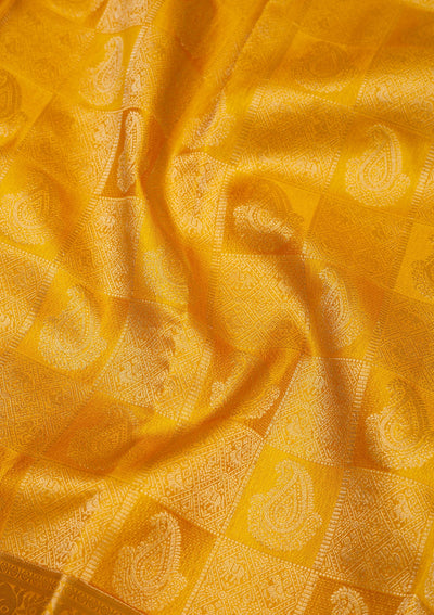 Mustard Zariwork Pure Silk Saree-Koskii