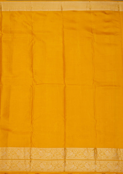 Mustard Zariwork Pure Silk Saree-Koskii