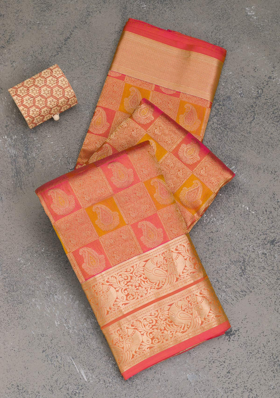 Mustard Zariwork Pure Silk Saree-Koskii