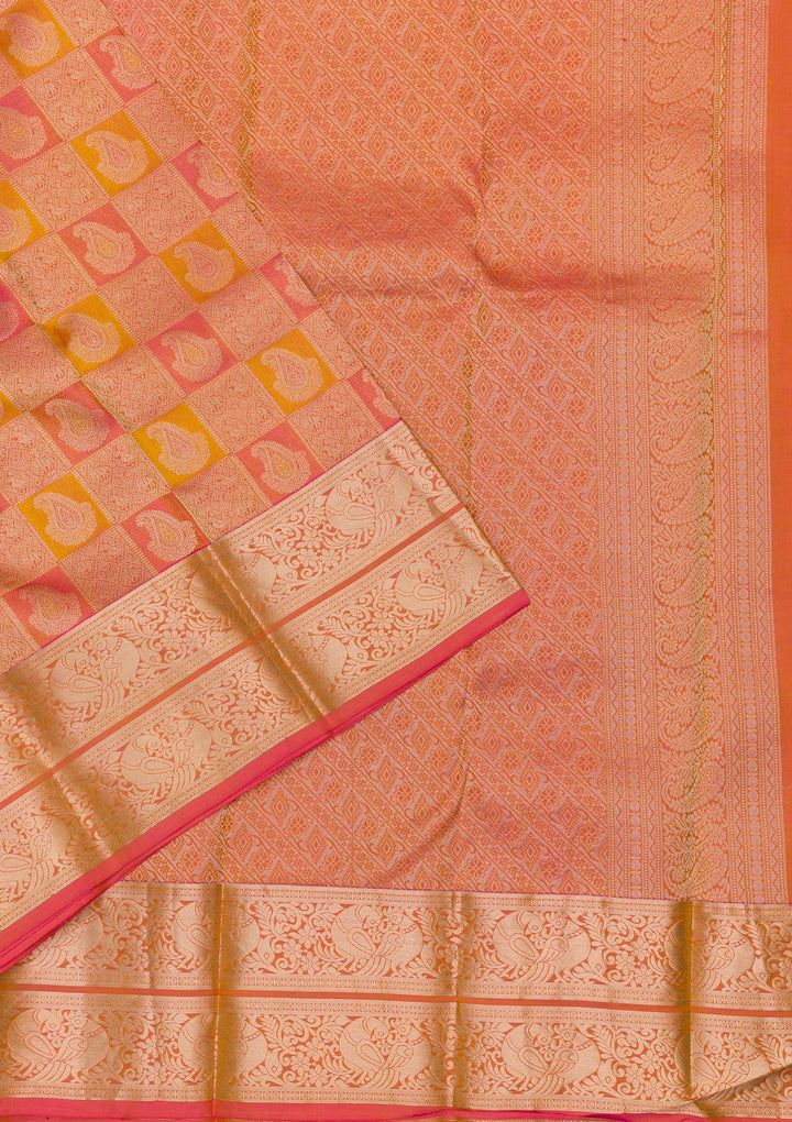Mustard Zariwork Pure Silk Saree-Koskii