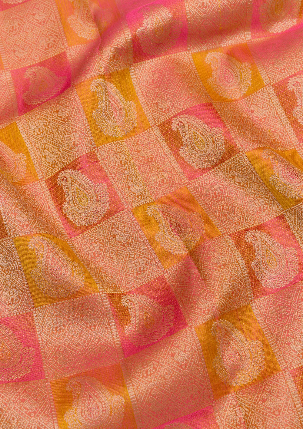 Mustard Zariwork Pure Silk Saree-Koskii