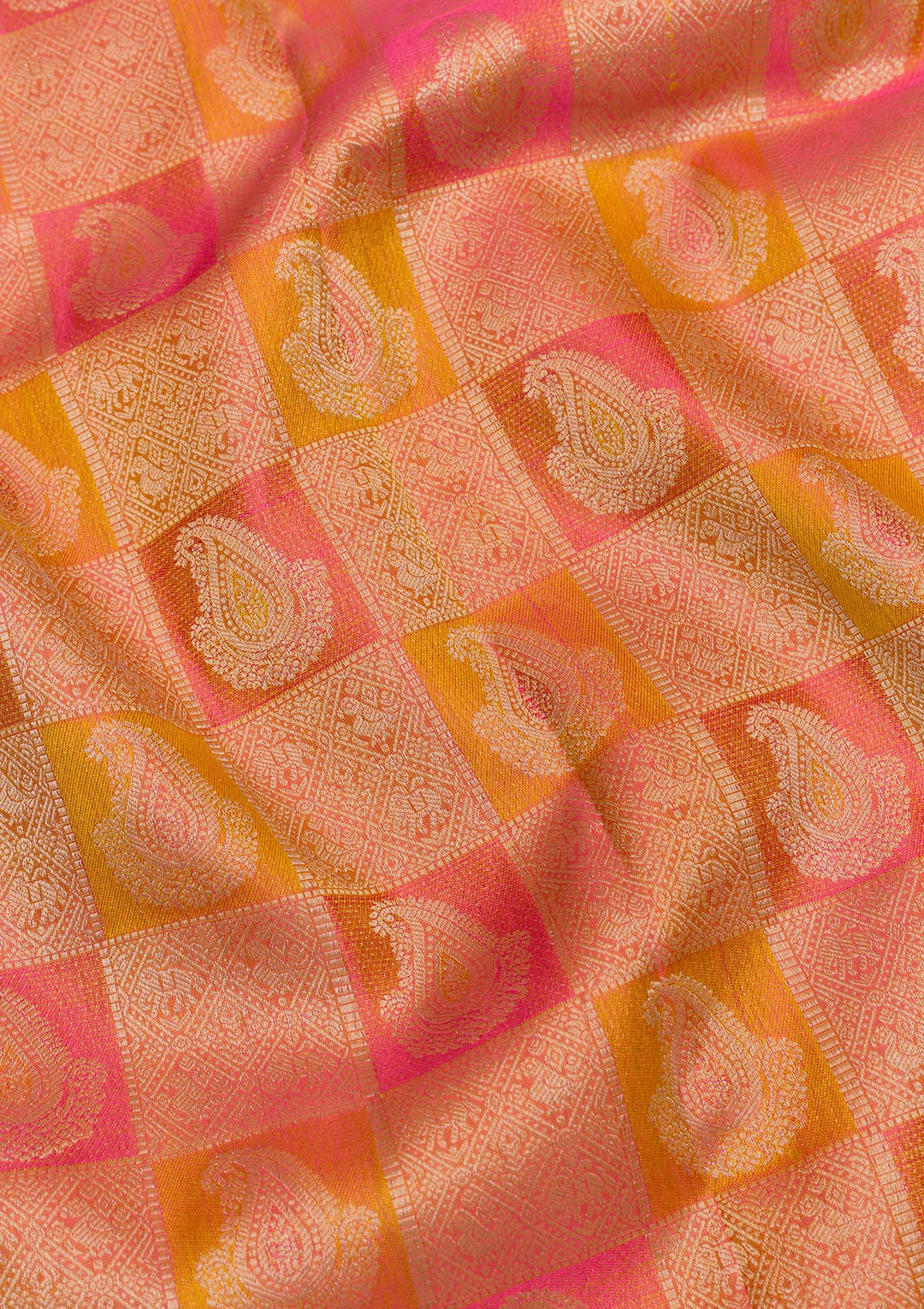 Mustard Zariwork Pure Silk Saree-Koskii