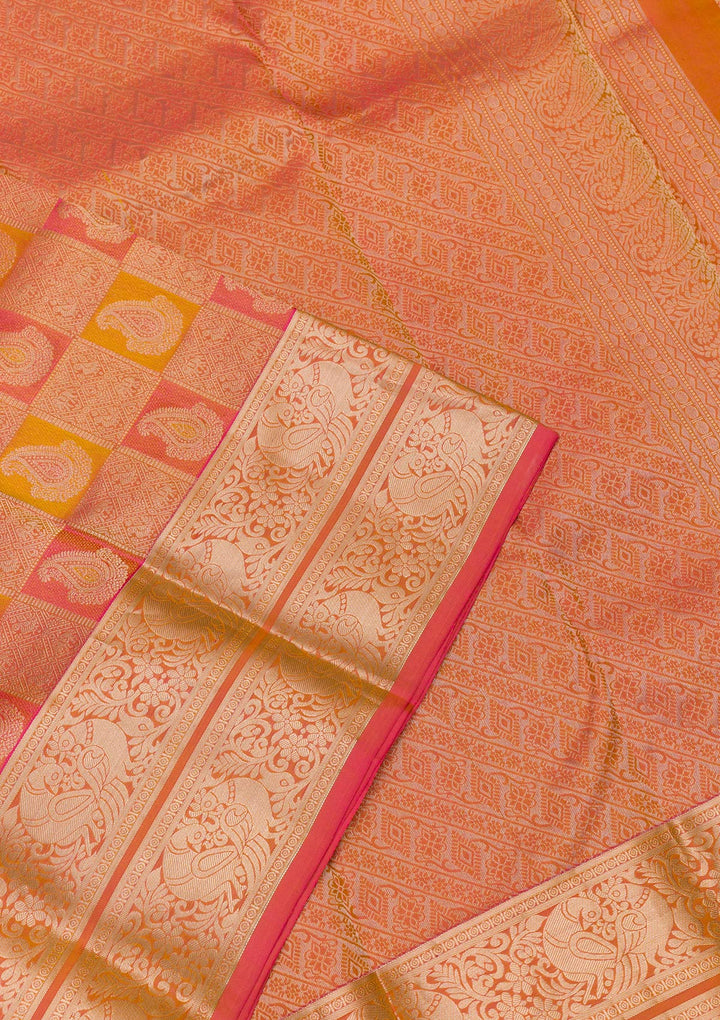 Mustard Zariwork Pure Silk Saree-Koskii