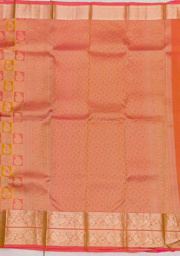 Mustard Zariwork Pure Silk Saree-Koskii