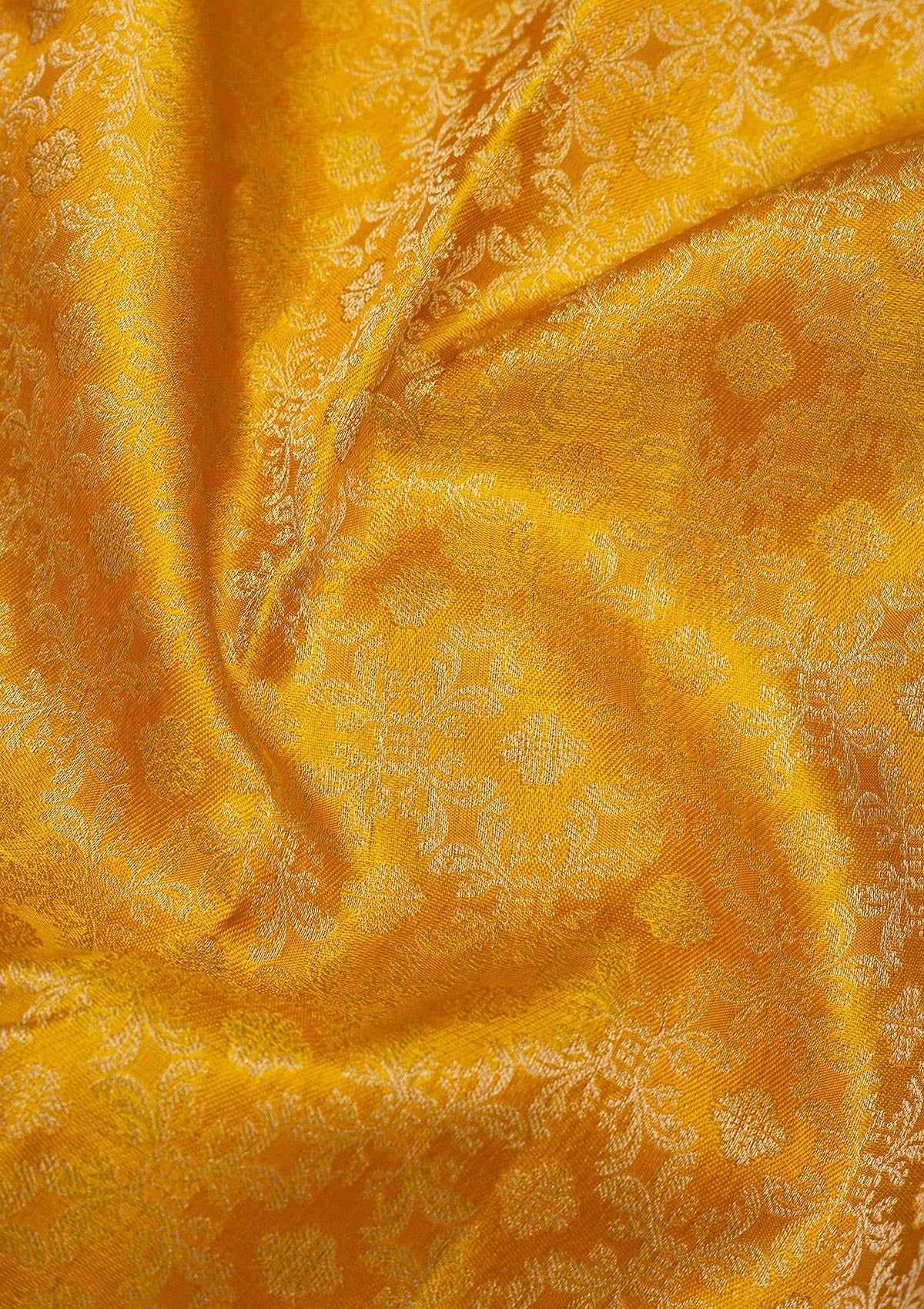Mustard Zariwork Pure Silk Saree-Koskii