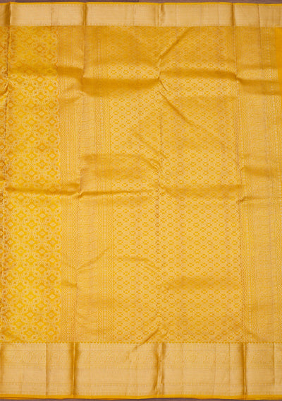 Mustard Zariwork Pure Silk Saree-Koskii