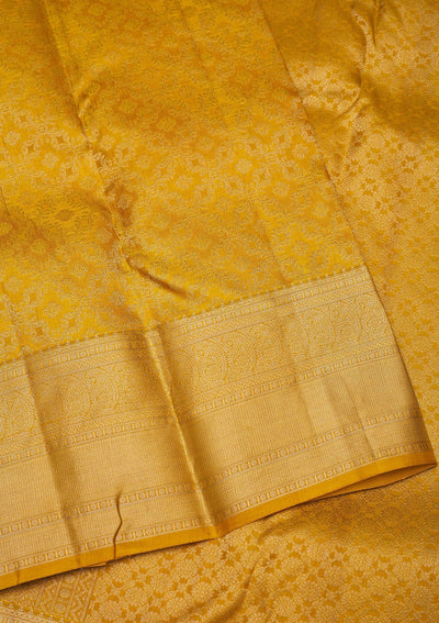 Mustard Zariwork Pure Silk Saree-Koskii