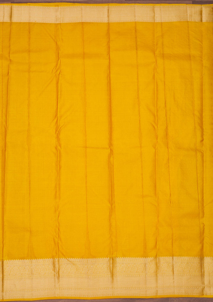 Mustard Zariwork Pure Silk Saree-Koskii