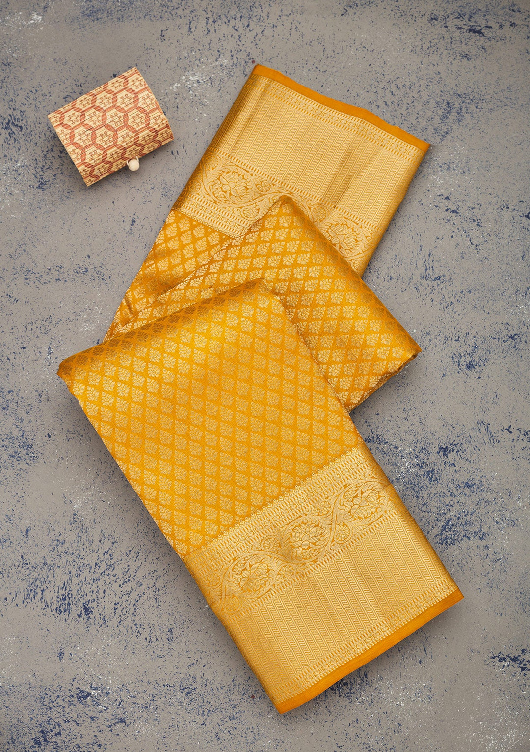 Mustard Zariwork Pure Silk Saree-Koskii
