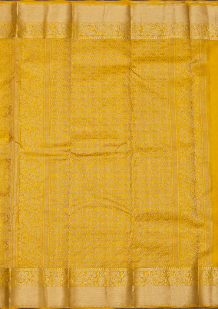 Mustard Zariwork Pure Silk Saree