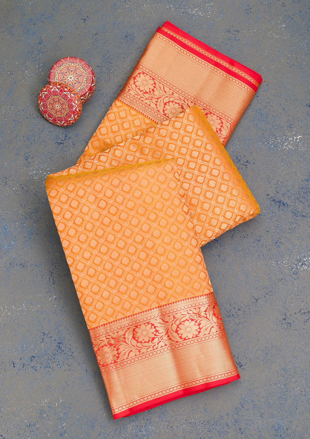 Mustard Zariwork Pure Silk Saree-Koskii