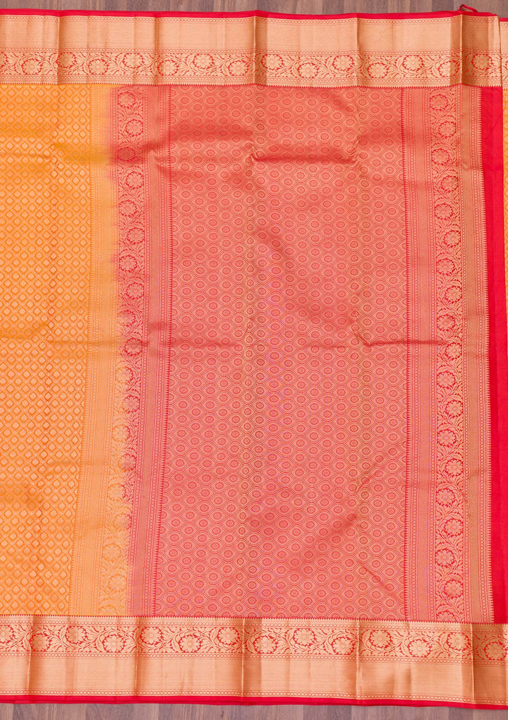 Mustard Zariwork Pure Silk Saree-Koskii