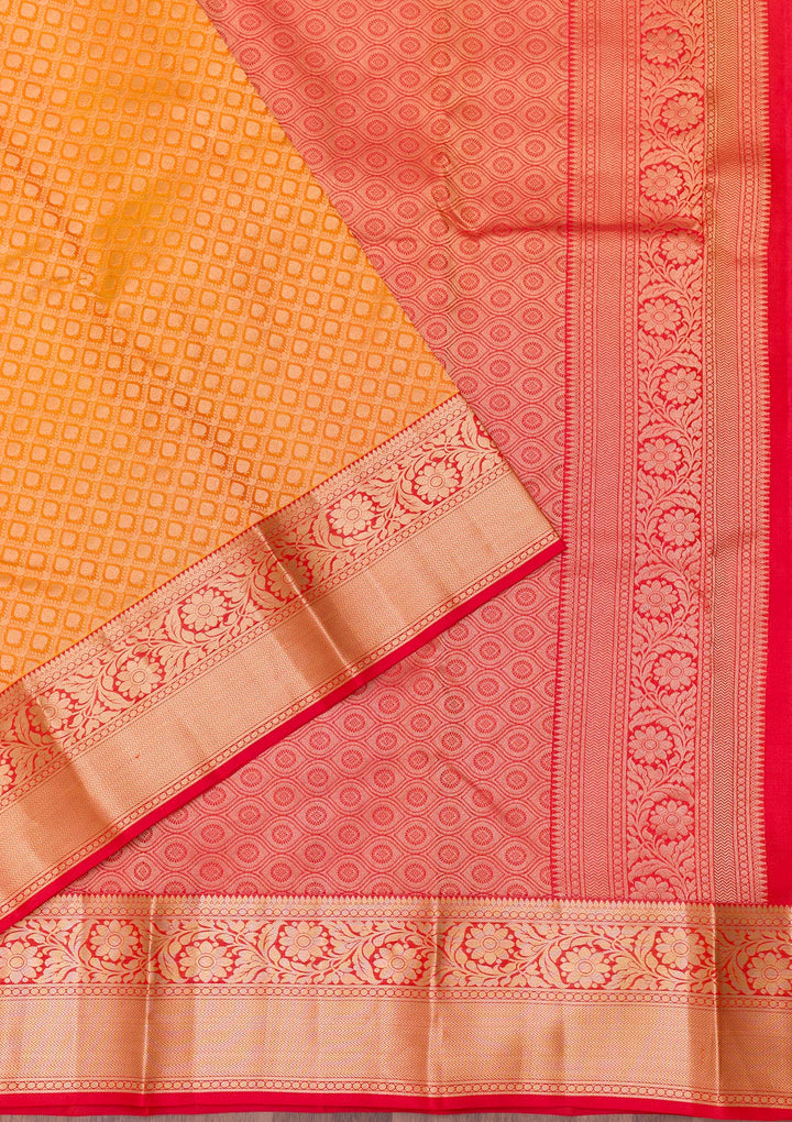 Mustard Zariwork Pure Silk Saree-Koskii
