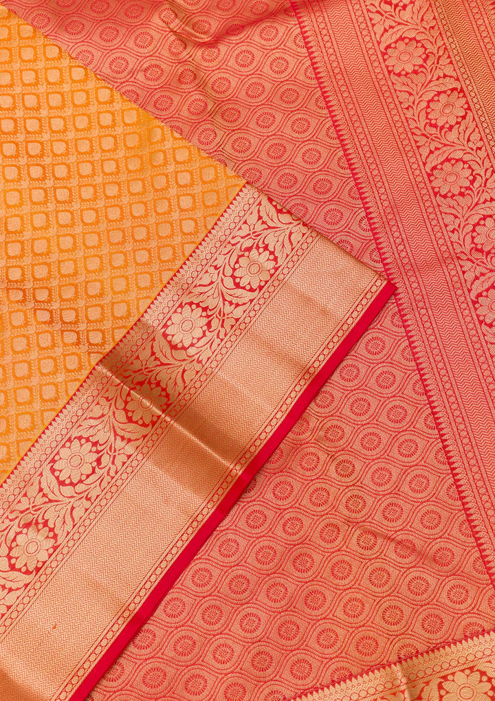 Mustard Zariwork Pure Silk Saree-Koskii