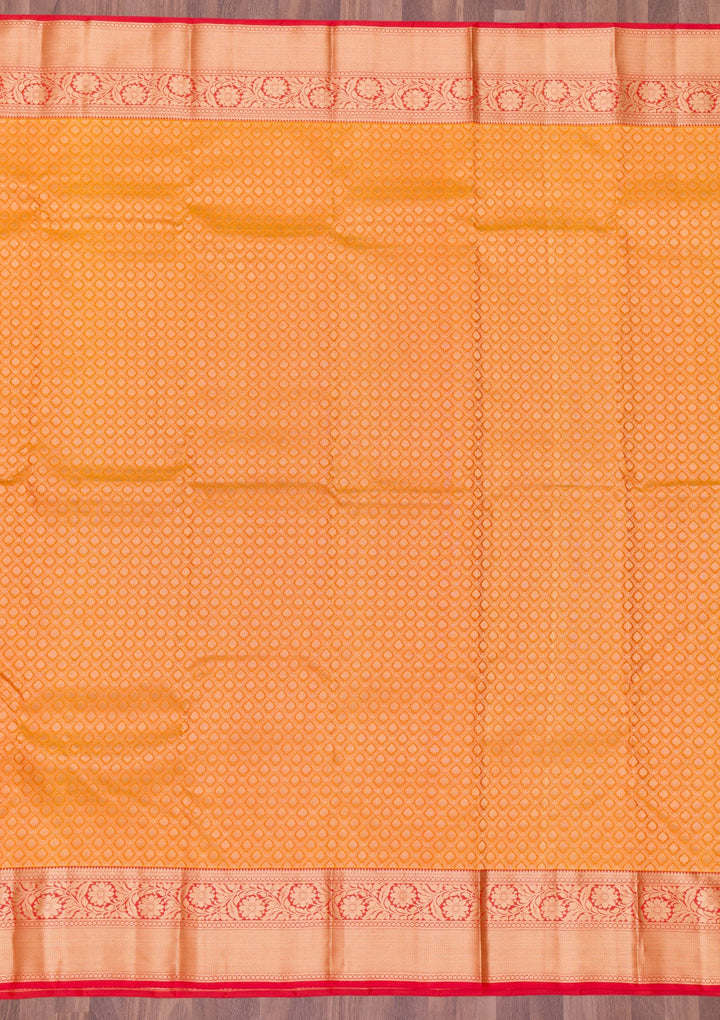Mustard Zariwork Pure Silk Saree-Koskii