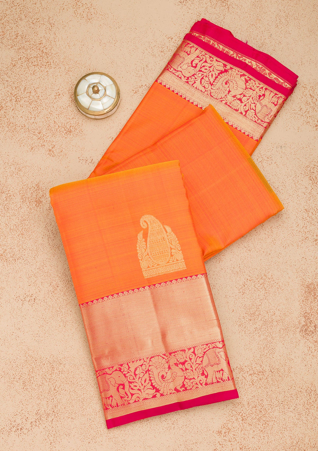 Mustard Zariwork Pure Silk Saree-Koskii
