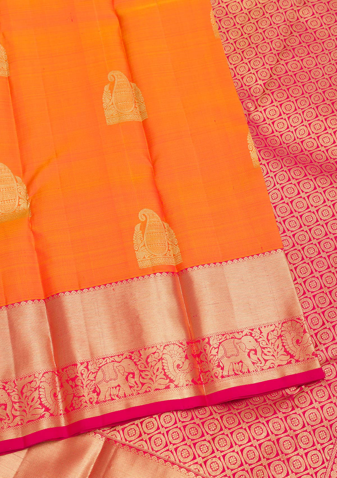 Mustard Zariwork Pure Silk Saree-Koskii