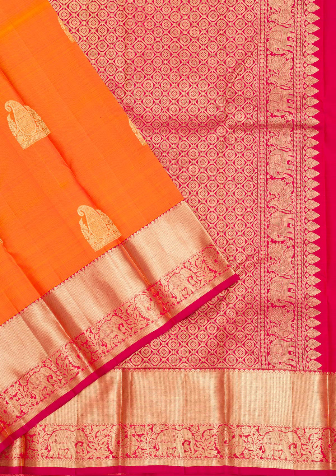 Mustard Zariwork Pure Silk Saree-Koskii