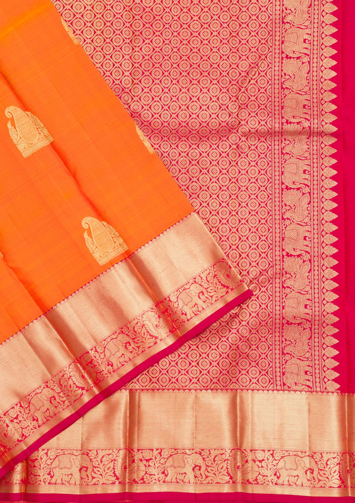 Mustard Zariwork Pure Silk Saree-Koskii
