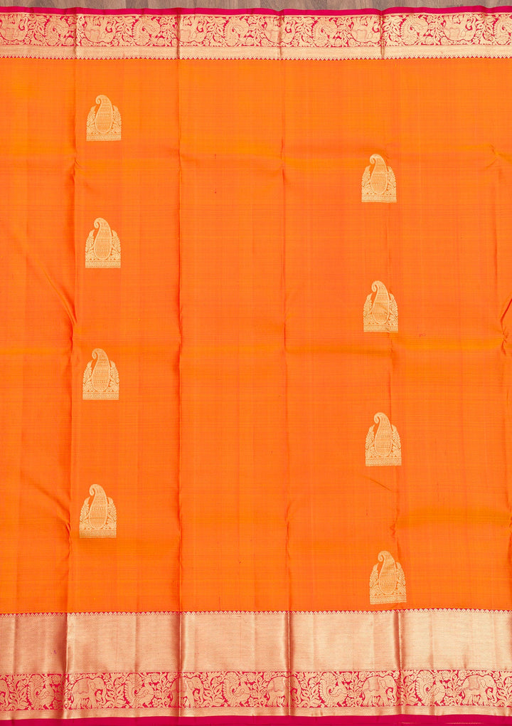 Mustard Zariwork Pure Silk Saree-Koskii