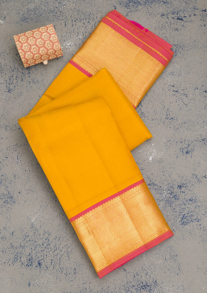 Mustard Zariwork Pure Silk Saree-Koskii