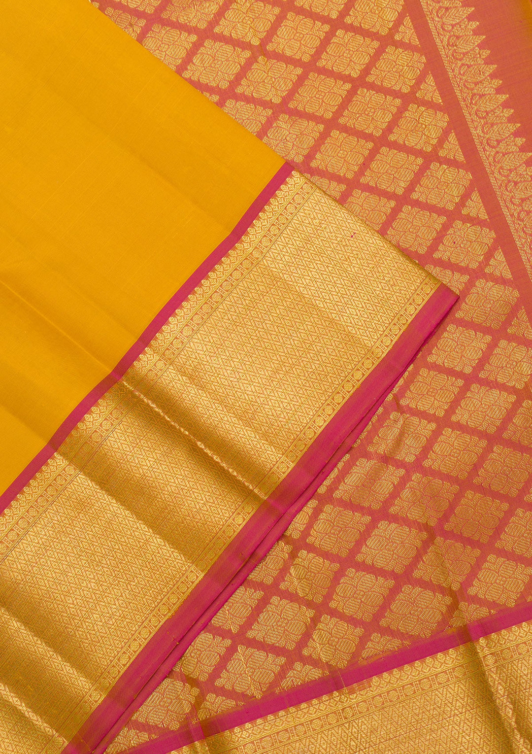 Mustard Zariwork Pure Silk Saree-Koskii