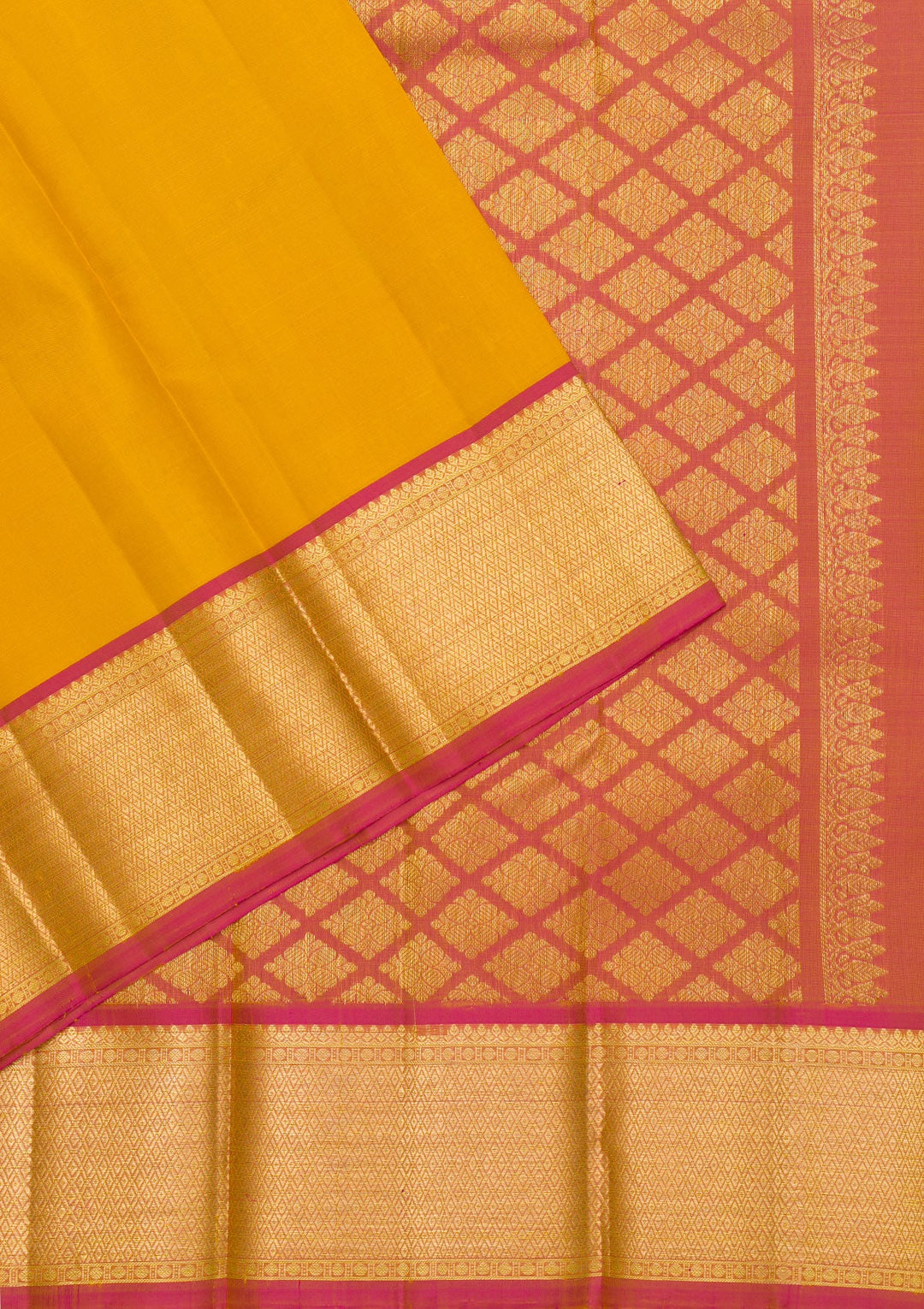 Mustard Zariwork Pure Silk Saree-Koskii