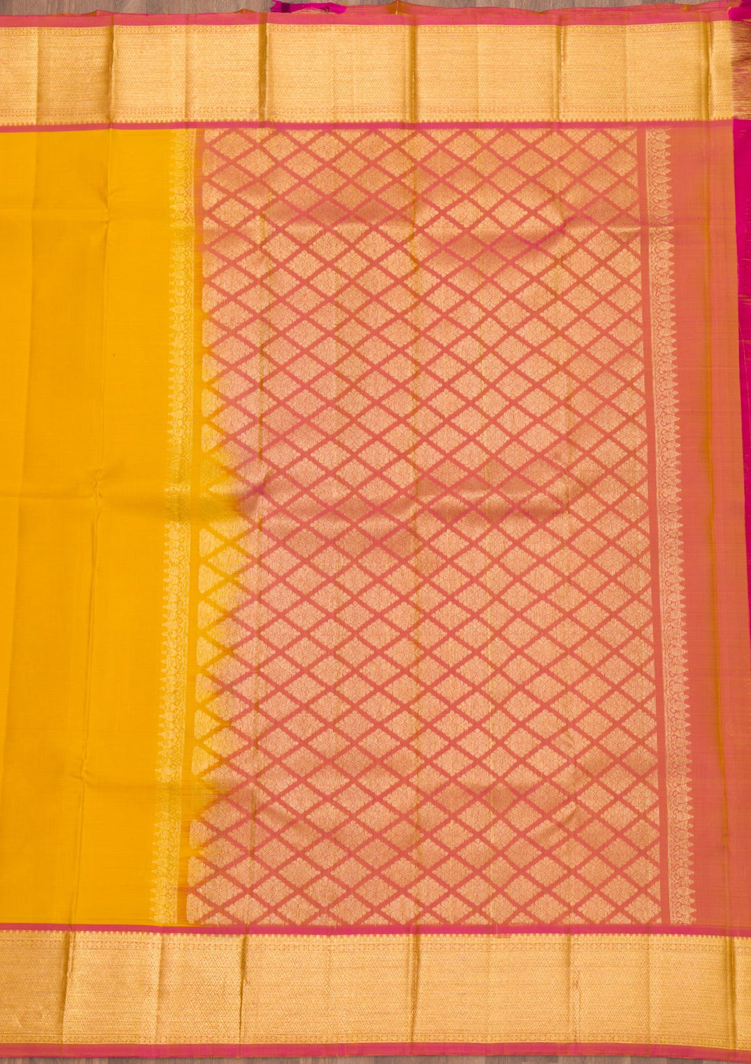 Mustard Zariwork Pure Silk Saree-Koskii