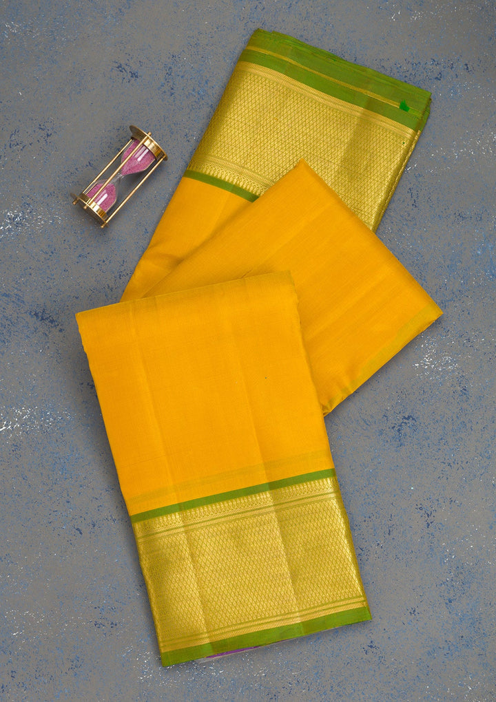 Mustard Zariwork Pure Silk Saree-Koskii