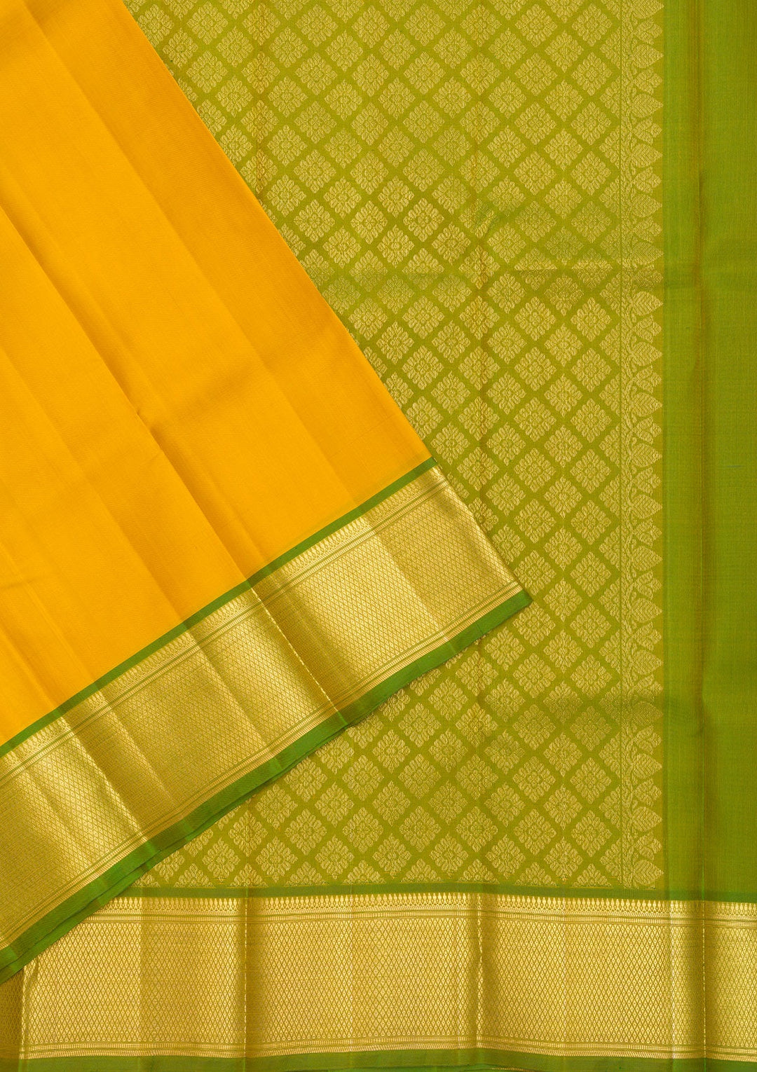 Mustard Zariwork Pure Silk Saree-Koskii