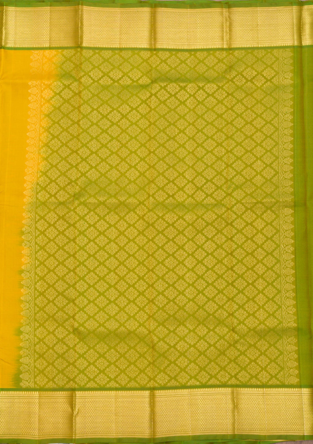 Mustard Zariwork Pure Silk Saree-Koskii