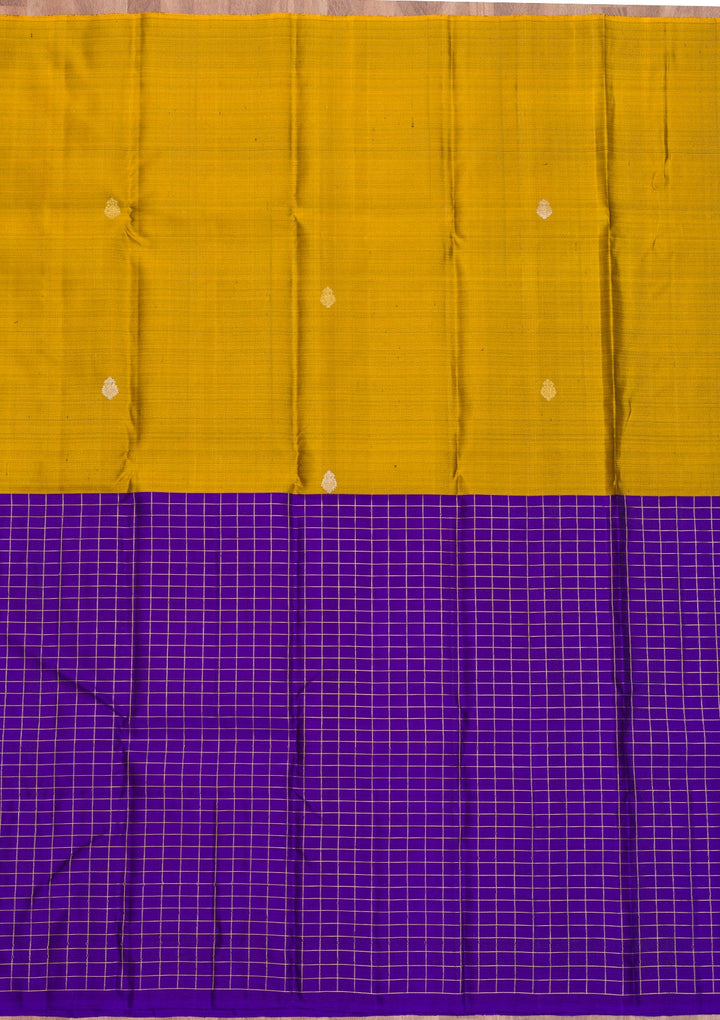 Mustard Zariwork Pure Silk Saree-Koskii