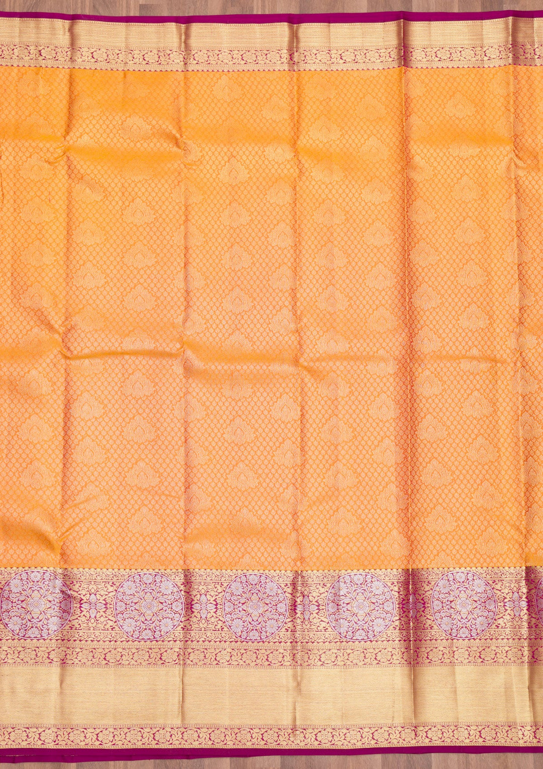 Mustard Zariwork Pure Silk Saree-Koskii