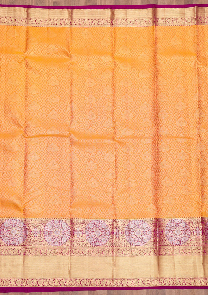 Mustard Zariwork Pure Silk Saree-Koskii