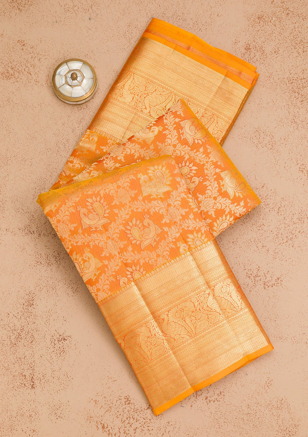 Mustard Zariwork Pure Silk Saree-Koskii