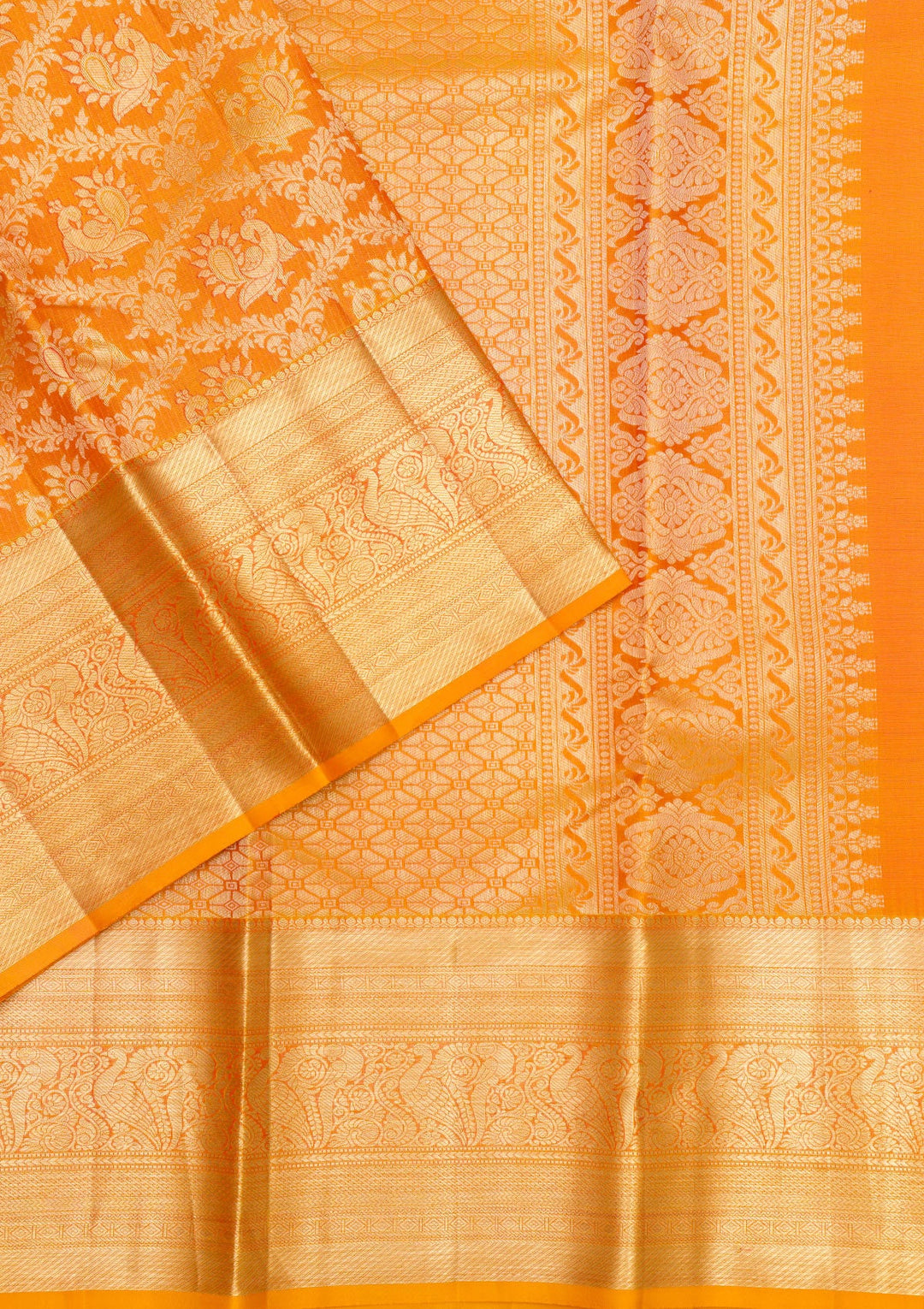 Mustard Zariwork Pure Silk Saree-Koskii