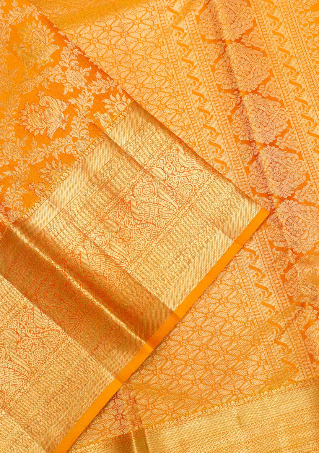 Mustard Zariwork Pure Silk Saree-Koskii
