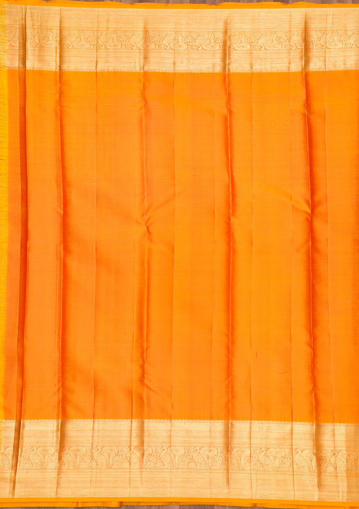 Mustard Zariwork Pure Silk Saree-Koskii