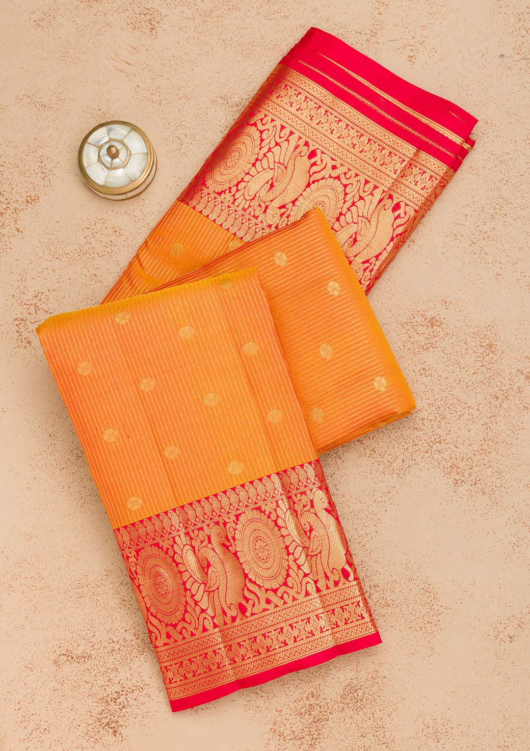 Mustard Zariwork Pure Silk Saree-Koskii