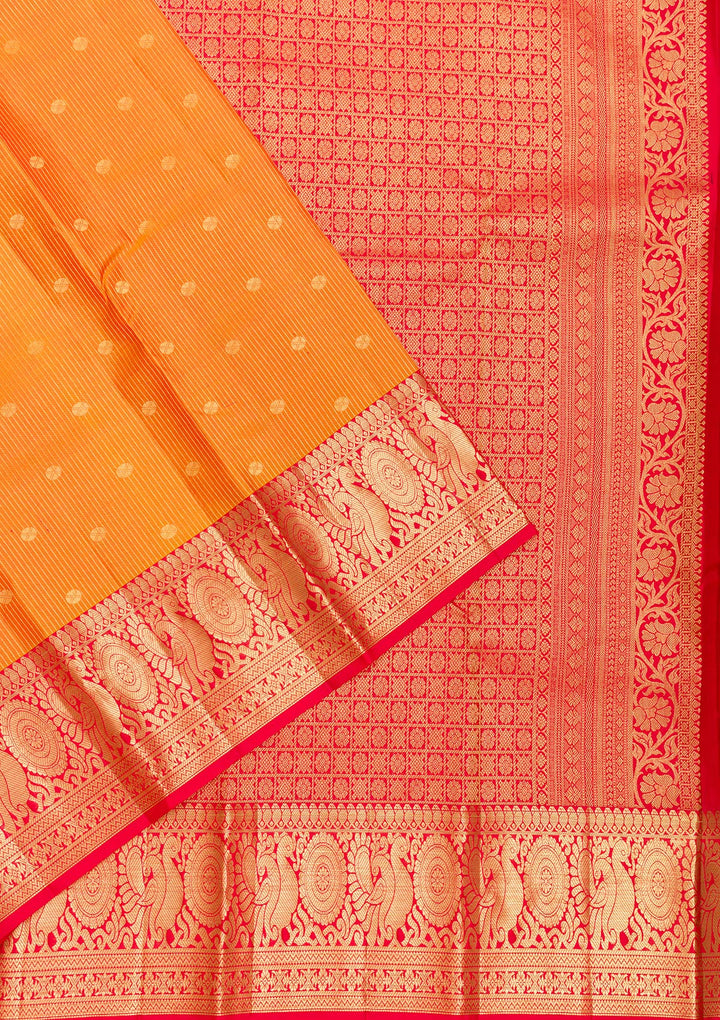 Mustard Zariwork Pure Silk Saree-Koskii