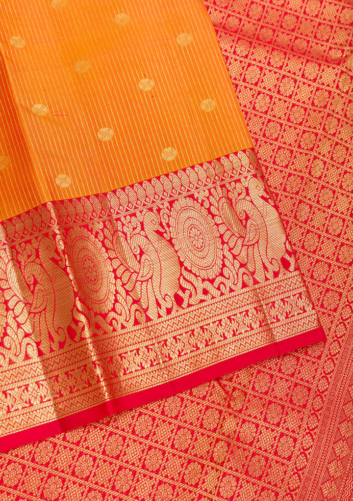 Mustard Zariwork Pure Silk Saree-Koskii