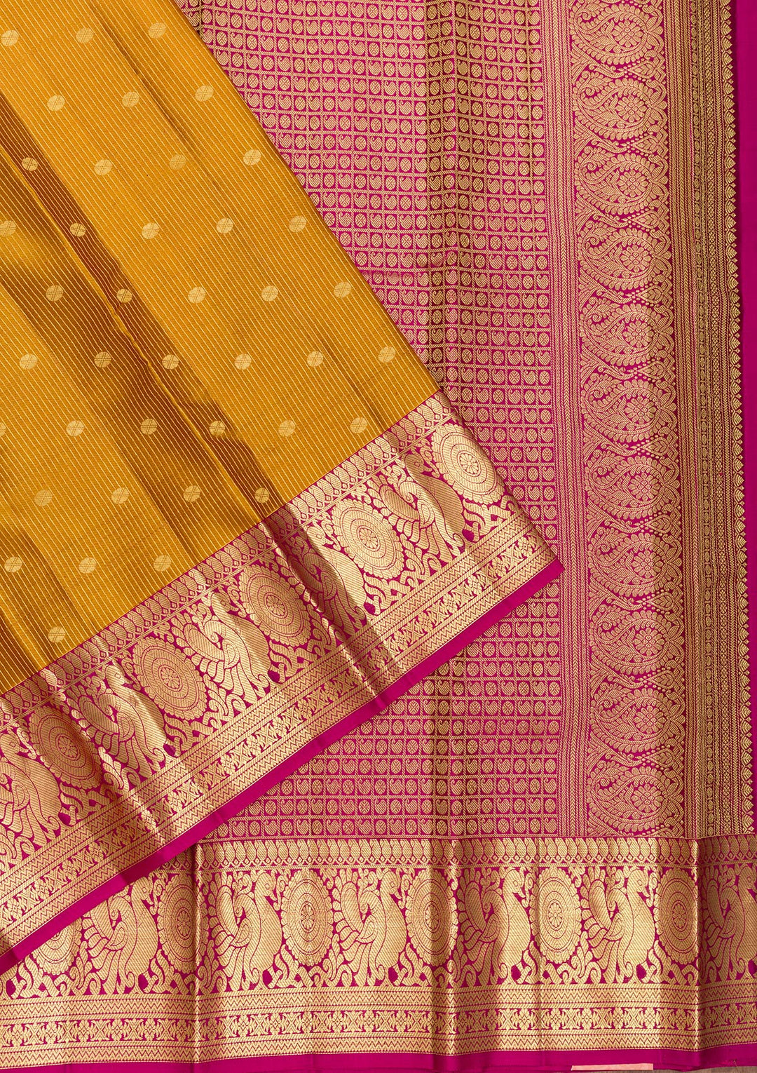 Mustard Zariwork Pure Silk Saree-Koskii