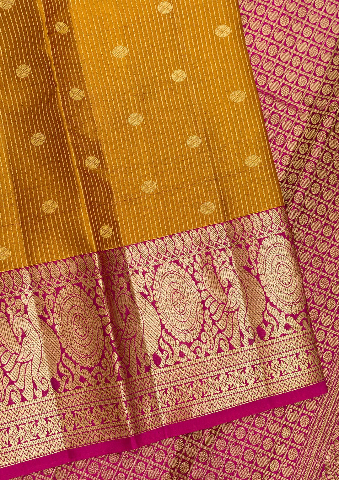 Mustard Zariwork Pure Silk Saree-Koskii