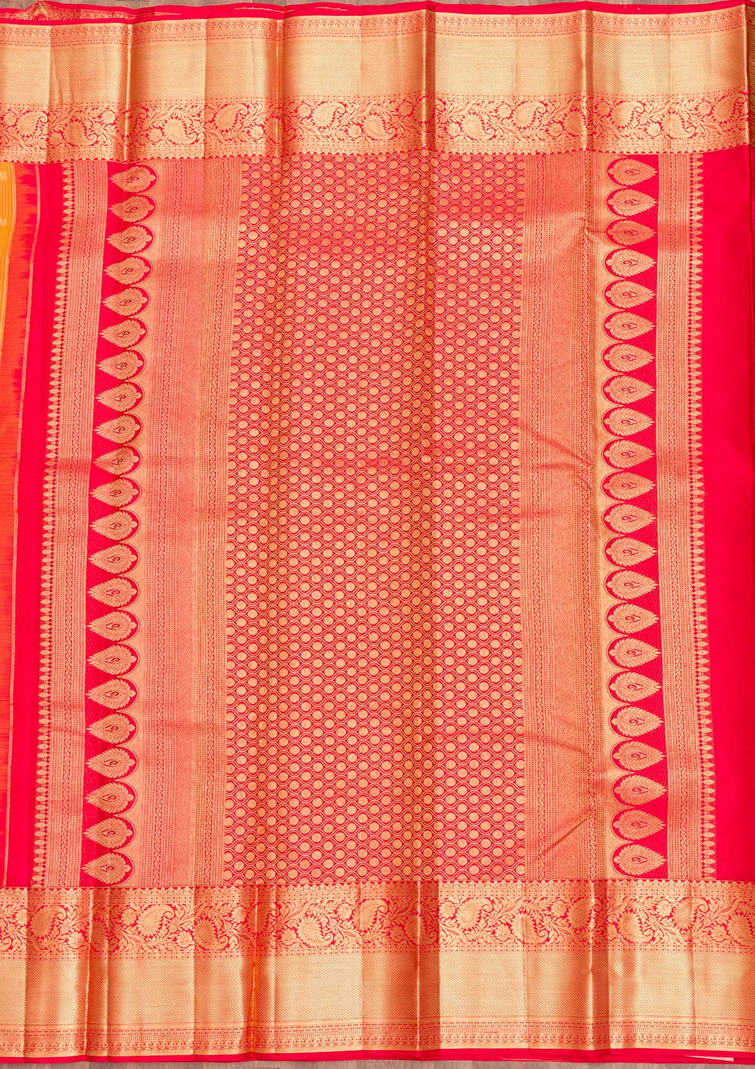 Mustard Zariwork Pure Silk Saree-Koskii