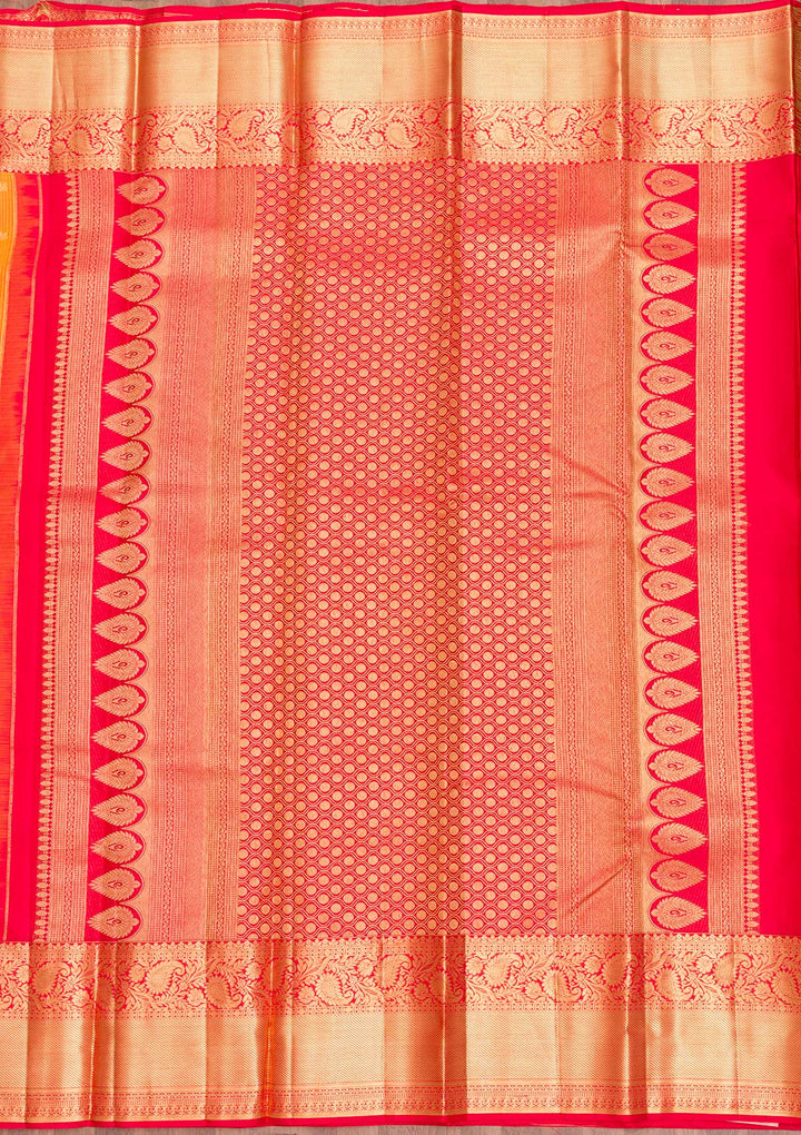 Mustard Zariwork Pure Silk Saree-Koskii