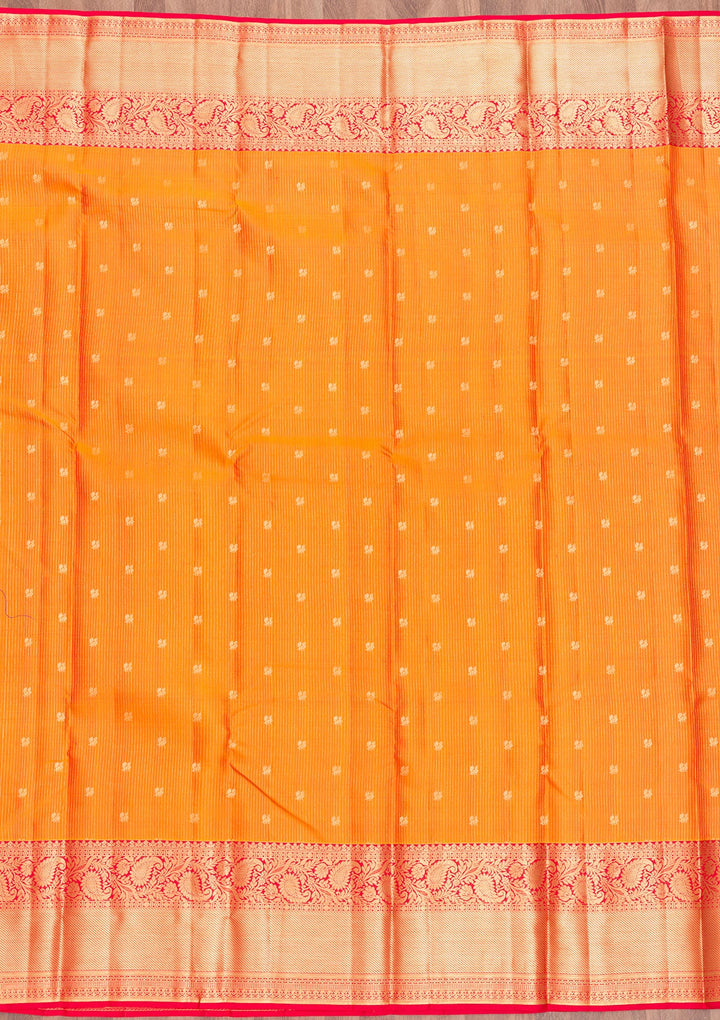Mustard Zariwork Pure Silk Saree-Koskii