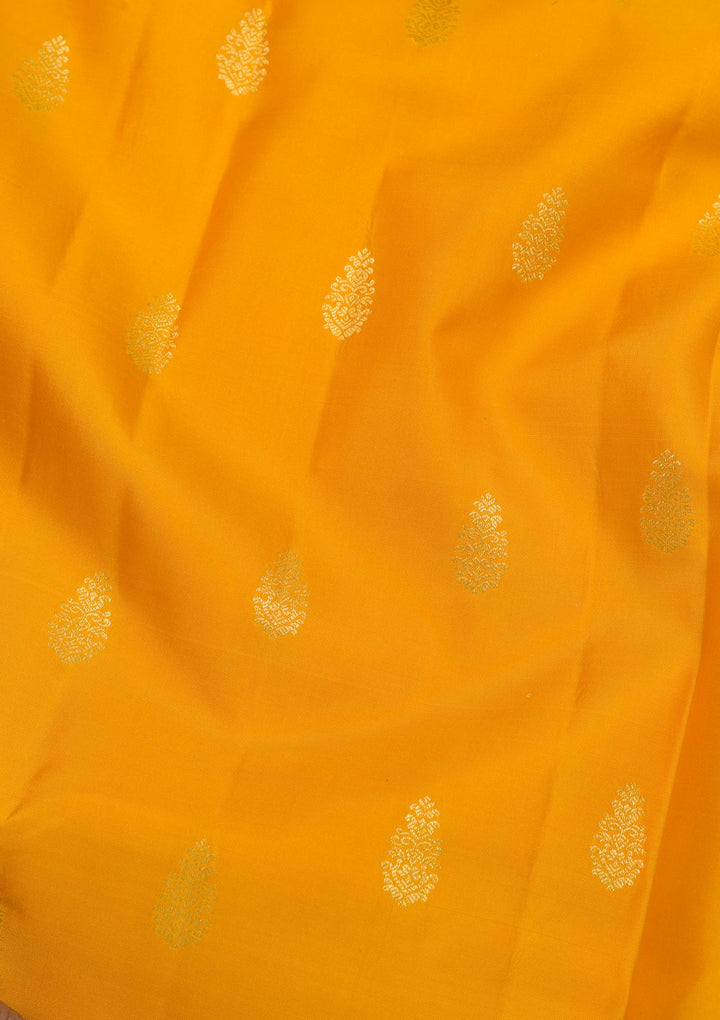 Mustard Zariwork Pure Silk Saree-Koskii