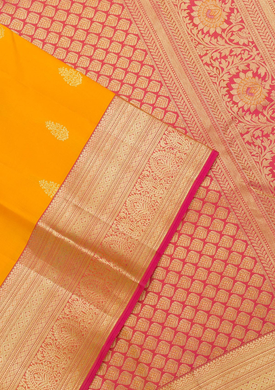 Mustard Zariwork Pure Silk Saree-Koskii