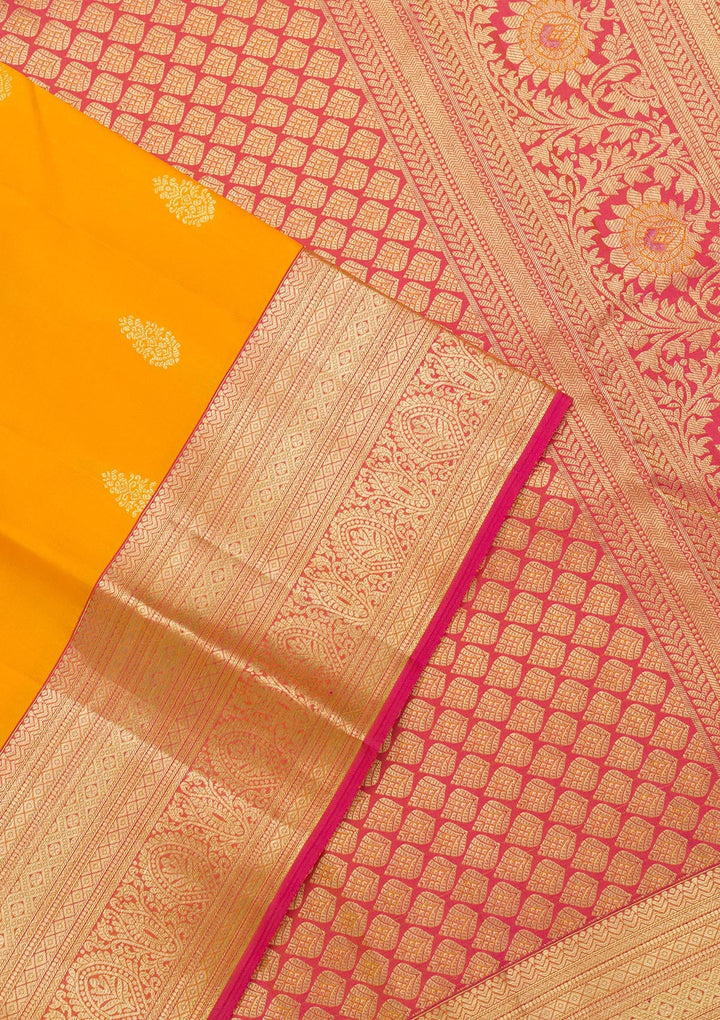 Mustard Zariwork Pure Silk Saree-Koskii